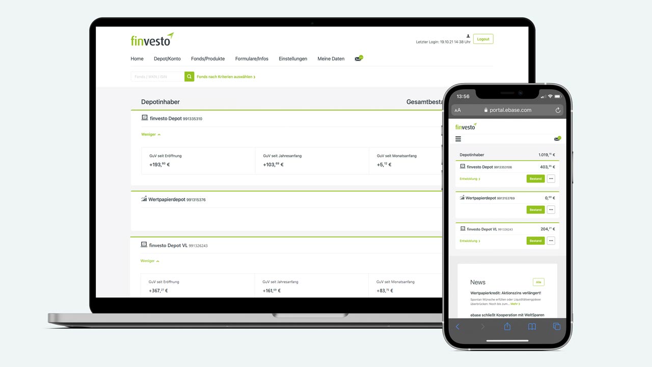Handy- und Laptopbildschirm mit geöffnetem Online-Banking